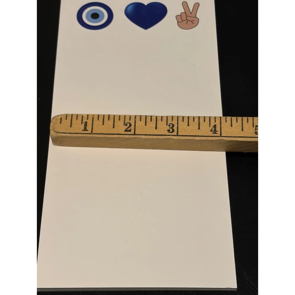 Evil Eye Heart Peace Sign Notepads Set of 9 White Slim List Pads Blue Graphics